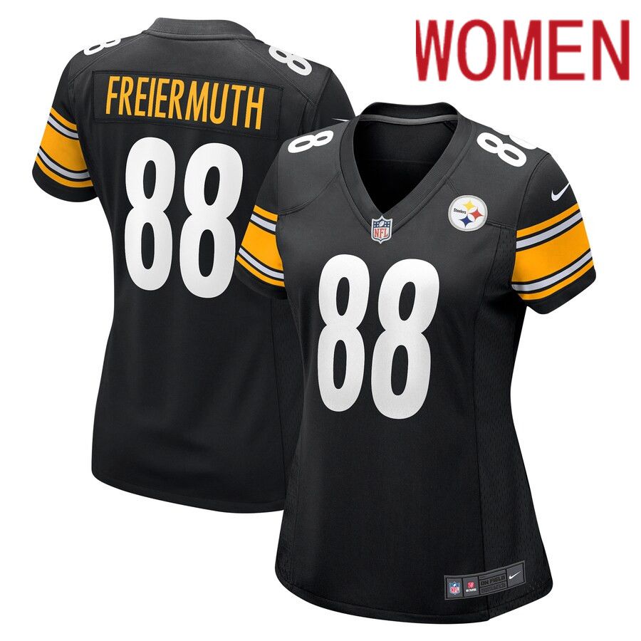 Women Pittsburgh Steelers 88 Pat Freiermuth Nike Black Game NFL Jersey
